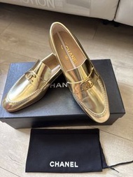 Chanel Metallic Gold Loafers 