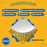 100 PCS Paper Food Tray, Cheese Coin Tray Size 12 x 12 x 3 CM Yellow Motif