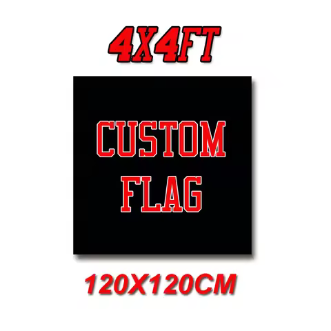 Custom Flag 4x4FT Banner - Print Your Own Logo/Design/Words - Vivid Color, Double Stitched - 100D Po