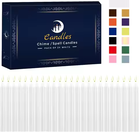 24 Pcs 4* 0.5in (10.2*1.2cm) White Small Rod Wax, Drip-Free, Smoke-Free and Fragrance-Free Household