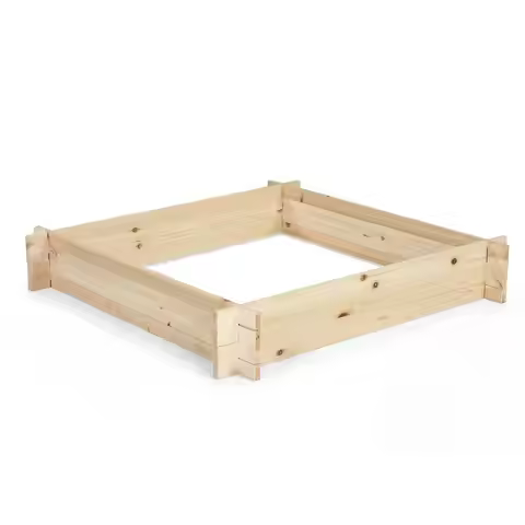 39.5" x 39.5" Square Wooden Raised Garden Bed-Natural