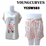 Young Curves by Young Hearts Women's Sleepwear Set T-Shirt