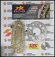 GEAR SET SSS SUPRA X 125 / FIT NEW / BLADE &amp; RANTAI TK 428 O RING GOLD