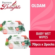 Oldam Baby Wet Wipes Cap 70pcs Bundle of 2