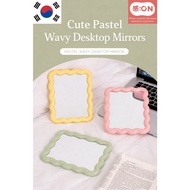 Pastel Wavy Desktop Mirror | Cute Makeup Vanity Mirror | Pink, Yellow & Green