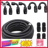 Sunnyhousess 6AN Fuel Line Hose Kit 20FT Nylon Braided 10PCS Swivel Fitting Adapter Black 1500psi Wo