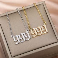 Angel Number Necklace 111-999 Chain Zircon Pendant Necklaces For Women Man Birthday Jewelry