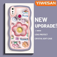 YIWESAN เคสสำหรับ Realme 3 Pro เคส3i Realme ลายการ์ตูนมาคารอนฟลาวเวอร์ครีมคลื่นขอบแฟชั่นเคสโทรศัพท์โปร่งใสเรียบง่ายปกป้องกล้องเคสนิ่มแบบใสเคสซิลิโคนกันกระแทก