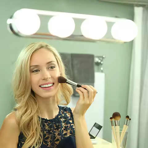 LED 4 Bulbs Makeup Mirror Light Portable Suction Cup Hollywood Vanity Wall Lamp Lights for Dressing 