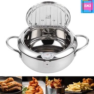Tempura Pan Deep Fry Pan Pot Stainless With Thermometer Can Induction Cooker