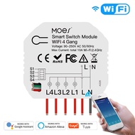 MOES Mini DIY WiFi Smart Light Switch 4 Gang 1/2 Way Module Smart Life/Tuya App Wireless Remote Cont
