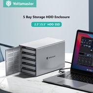 Yottamaster 5เบย์เรด USB3.1 Gen1ประเภท C กล่อง HDD สำหรับ2.5 & 3.5นิ้วฮาร์ดไดรฟ์จู่โจม0/1/3/5/10 /Sp