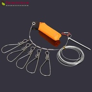 BEBETTFORM Fishing Stringer, Stainless Steel Orange Fish Stringer, Portable 5m Length with 5 Buckle 