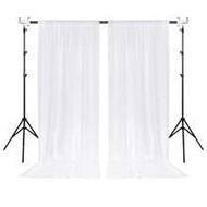 5 X 7ft/8ft/10ft Pole Backdrop Curtain, White Fabric Party Backdrop, Party Decoration, Half Width
