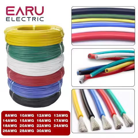 10Meters/Lot Heat-resistant Soft Electrical Silicone Wire Cable 8 10 12 14 16 18 20 22 24 26 28 30 A