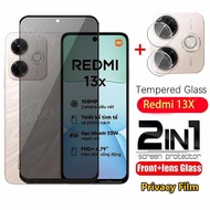 Privacy Tempered Glass For Redmi 13X 5G 2025 Camera Lens Screen Protector Redmi13 Redmi13X full cove