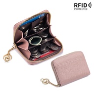 Mini Coin Purse RFID Short Wallet Womens Genuine Leather Korean Style Multifunctional Wallet Coin Pu