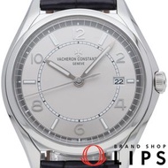 江詩丹頓 Fiftysix 自動機械男士腕錶 40mm 4600E/000A-B442，不鏽鋼/皮革錶帶，灰色，拋光，成色極佳，附原廠錶盒和保固卡 [二手]