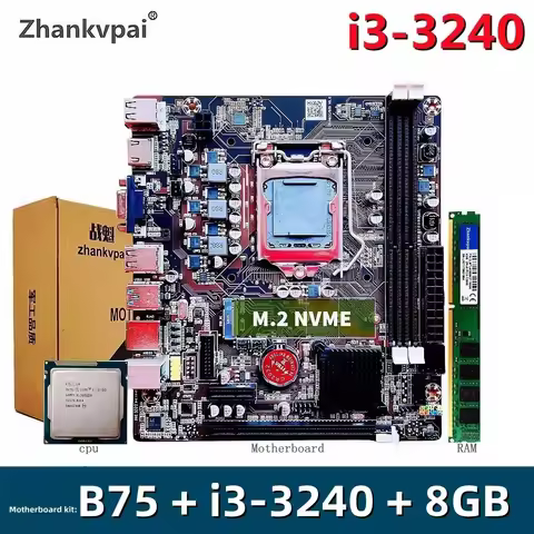 B75 Motherboard Intel Lga1155 Duo Core i3-3240CPU integrated Display 3.3GHZ 8GB DDR3 Desktop PC kit