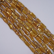 Wholesale price 9-11mm gold color natural freshwater biwa pearl strand for jewelry making