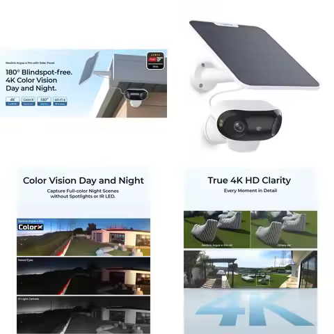 for REOLINK 4K Solar Security Camera Wireless Outdoor Dual Lens 8MP Smart Detection ColorX Battery W
