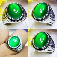 Batu Cincin Akik Natural Green Hijau Garut Ohen Kristal Giwang Siap Pakai