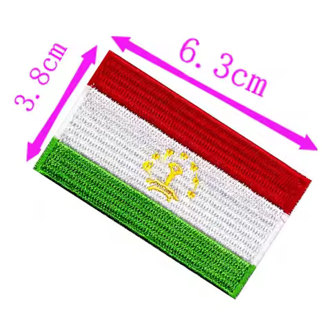 Tajikistan Country Flag Embroidery Patch 6.3cm Wide Iron On Patch