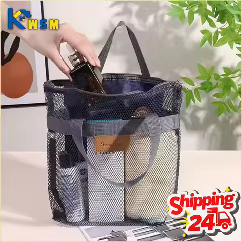 Travel Beach Bag Tote Bag with Mesh Pockets Outdoor Swimmer Toiletry Bag Organizer Packing Cube Carr