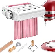 Pasta Attachment for Kitchenaid Mixer 3 in 1 Pasta Maker Accessories Including Pasta Sheet Roller Spaghetti Cutter Fettuccine Cutter with 2 Ravioli Stamp Cutters 1 Cleaning Brush 1 Rolling Pin