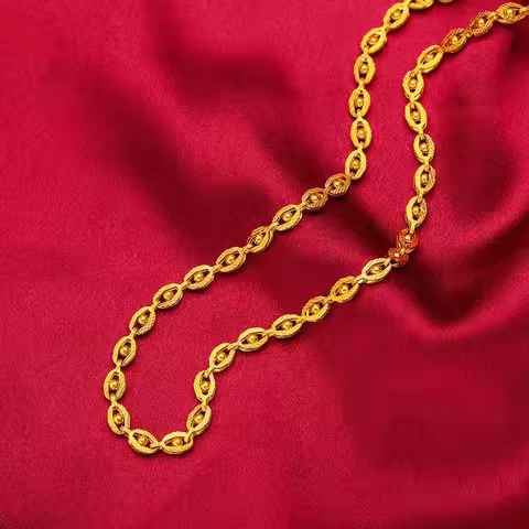 Luxurious and imposing 9999 pure 24K gold women's necklace jewelry