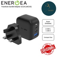 Energea TraveLite GAN66 Charger 65W(Max) PD/PPS/QC3.0 (USB-C 2 Port/ USB-A 1 Port) (US+UK)