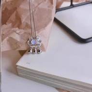 One Mu Silver Pure Silver 990 Moonstone Ruyi Safe Lock Necklace