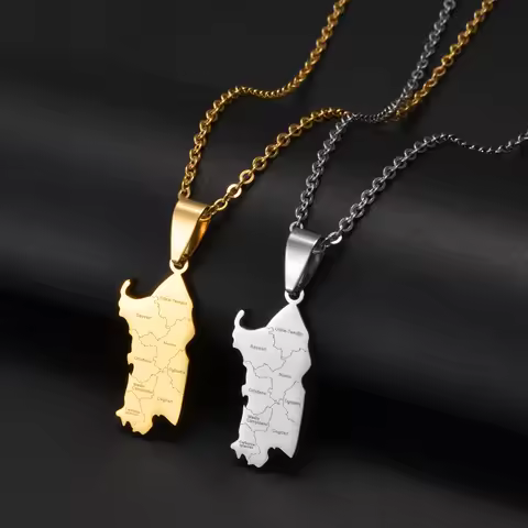 Anniyo Italy Sardegna Pendant Necklaces for Women Sardinia Stainless Steel Jewelry #504562