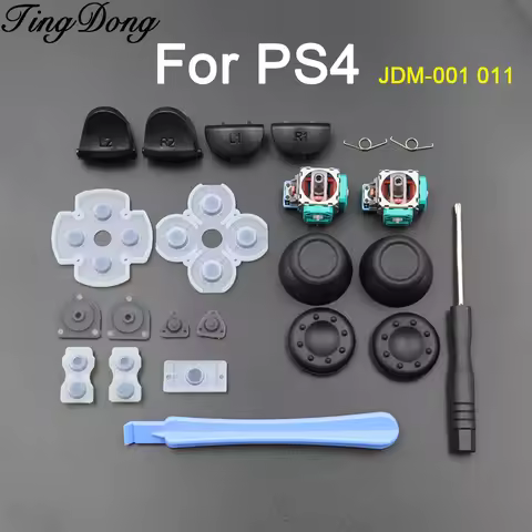 1Set For PS4 JDM-001 011 Controller L1R1 L2R2 Trigger Buttons+3D Analog Joystick +Conductive Rubber 