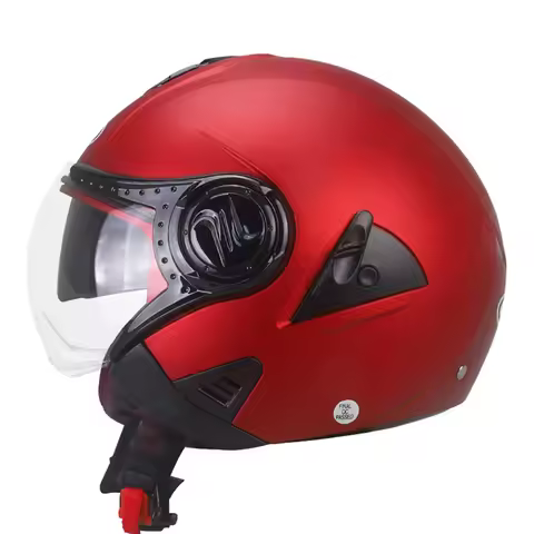 Matte Red Breathable Head Protection Wear-Resistant Motorcycle Kask Open Face Retro Biker Helmet Ant