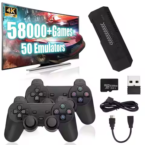 128G 50000 Games X2 GD10 Plus Game Stick 4K HD Video Game Console 2.4G Double Wireless Controller 64