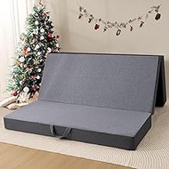 Vamcheer Tri Folding Mattress Queen Size - 4 Inch Foldable Mattress for Travel/RV/Camping/Guest Room/Yoga, Tri-fold Memory Foam Mattress with Washable Cover, Handle &amp; Non-Slip Bottom, 78"x58"x4"