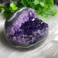 天然原礦原皮紫晶開口笑擺件 紫水晶開口笑 招財療愈 一物一圖