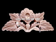 Hiasan Ornamen Ukiran Almari Bufet Tempelan Ranjang Kursi Kayu Mahoni Bunga Daun 22 x 105 cm