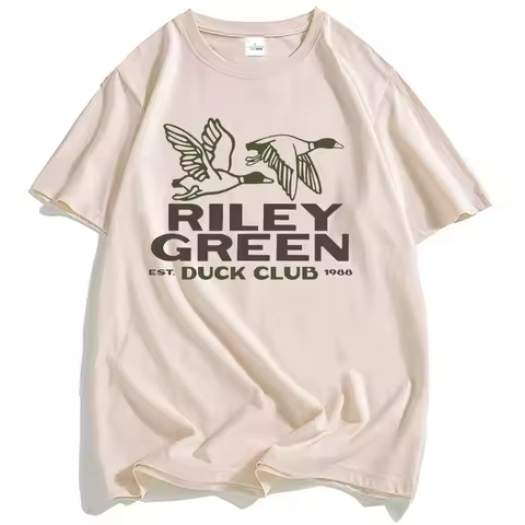 EST 1988 Duck Club Cropped Tee RILEY GREEN Vintage 2025 T-shirt Summer Short Sleeve Male Tshirt Cott