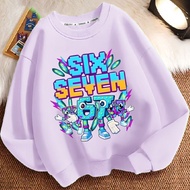 Kids Brainrot 67 Graphic Print Crewneck Sweatshirt Loose Fit Casual Daily Wear