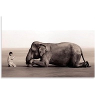 Kovgn Boy Reading to Elephant Canvas Art Poster and Wall Art Picture Print Modern Family Bedroom Dec