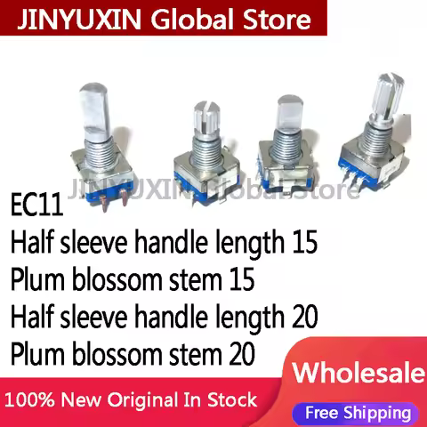 5pcs EC11 rotary encoder 15MM 20MM plum blossom axis D half axis with switch digital potentiometer 2