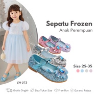 [Brandedbaby] 25-35 Frozen Elsa Kids Flat Shoes for Girls Princess Fashion Premium Glitter Pinkbiru 