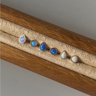 em925 Sterling Silver Earrings Mini Opal Stone Turn Bead