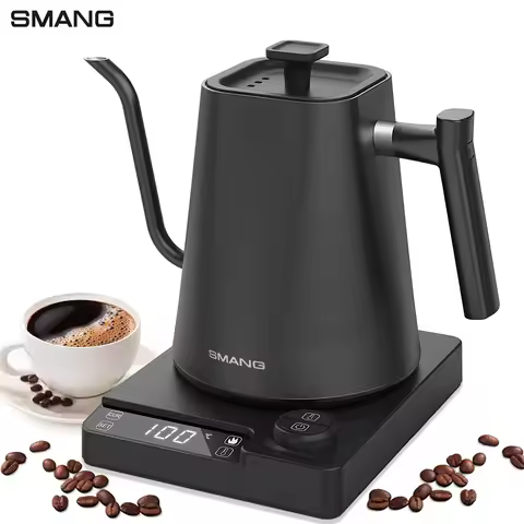 SMANG 1200W Gooseneck Electric Kettle 1L Temperature Control Coffee Kettle Pour Over Coffee Kettle R