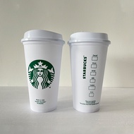 Starbucks Reusable hot /cold Coffee Cup Tumbler with Lid Straw 473ml/16oz black/white