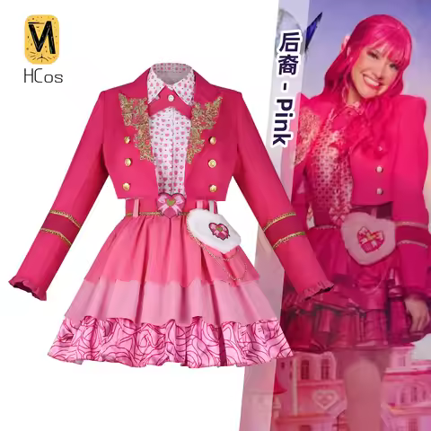Descendants Wicked Wonderland Pink Cosplay Costume Pink Dress Full Set Cosplay Outfit For Comic Con 