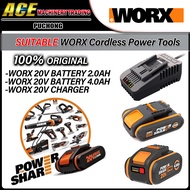 WORX 20V Cordless Accessories | 20V Max Lithium 2.0Ah Battery / 20V Max Lithium 4.0Ah Battery / WORX