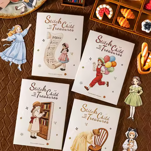 20pcs Embroidery Girl Series Journal Stickers Embelishment Retro Stickers Scrapbooking Supplies Junk